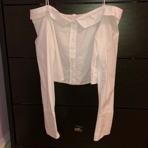 Stolen hearts off the shoulder button down - Picture 2 of 6